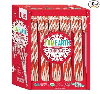 Yumearth Organics, Yumearth Organic Candy Canes, barcode: 810165017450, has 0 potentially harmful, 0 questionable, and
    2 added sugar ingredients.