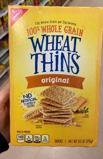 Wheat Thins, Wheat Thins 100% Whole Grain Original Snacks 8.5 oz, barcode: 0044000069230, has 1 potentially harmful, 1 questionable, and
    2 added sugar ingredients.