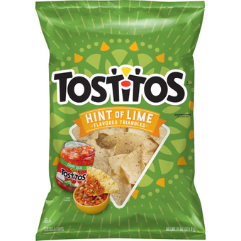 Tostitos, Tostitos Hint of Lime Tortilla Chips 11 oz, barcode: 0028400517942, has 3 potentially harmful, 2 questionable, and
2 added sugar ingredients.