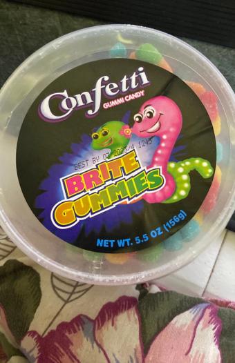 Confetti, Confetti Gummy Candy 5.5 Oz, barcode: 0020115012286, has 7 potentially harmful, 2 questionable, and
    2 added sugar ingredients.