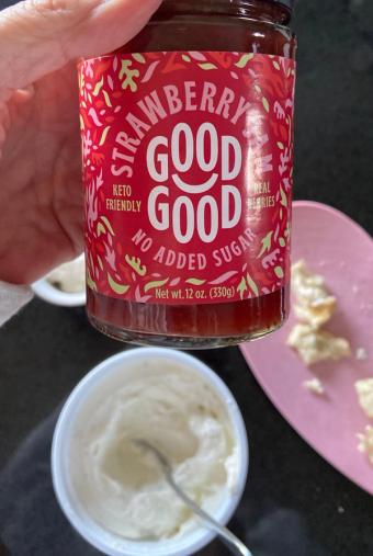 Good Good, Good Good No Added Sugar Strawberry Jam 12 Oz, barcode: 0856716008157, has 0 potentially harmful, 2 questionable, and
    0 added sugar ingredients.