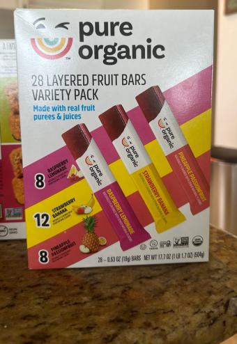 Pure Organic, Pure Organic Variety Pack Layered Fruit Bars 28 - 0.63 Oz Bars, barcode: 0190912100865, has 0 potentially harmful, 2 questionable, and
    2 added sugar ingredients.