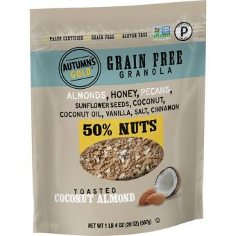 Autumn's Gold, Autumn's Gold Grain Free Toasted Coconut Almond Granola, 20 oz, barcode: 0016000469655, has 0 potentially harmful, 0 questionable, and
    1 added sugar ingredients.