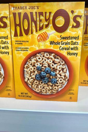 Trader Joe's, Honey O's, barcode: 0000000385527, has 1 potentially harmful, 2 questionable, and
    3 added sugar ingredients.