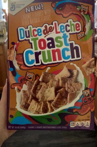 General Mills , Dulce de Leche Toast Crunch Breakfast Cereal, 12 oz, barcode: 0016000179233, has 5 potentially harmful, 3 questionable, and
    3 added sugar ingredients.