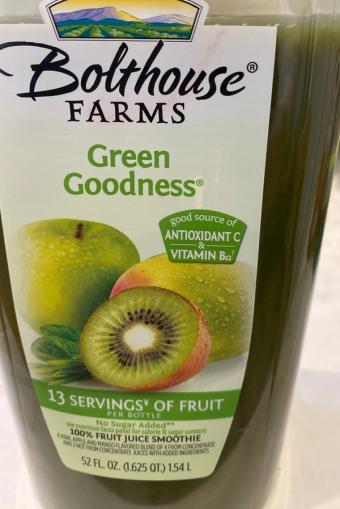 Wm. Bolthouse Farms Inc., 100% FRUIT JUICE SMOOTHIE, GREEN GOODNESS, barcode: 0071464240806, has 0 potentially harmful, 1 questionable, and
0 added sugar ingredients.