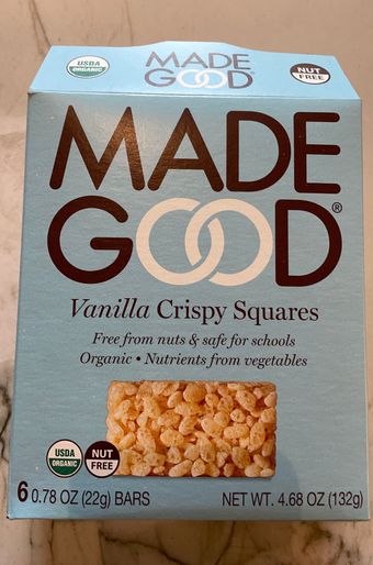 Made Good, Made Good Vanilla Crispy Squares 6-0.78 oz Packs, barcode: 0687456213286, has 1 potentially harmful, 2 questionable, and
    2 added sugar ingredients.