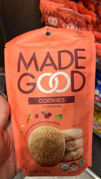 Made Good, Made Good Snickerdoodle Cookies 5 Oz, barcode: 0687456284071, has 0 potentially harmful, 3 questionable, and
1 added sugar ingredients.