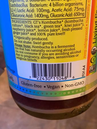 Gt's, GTs Synergy Raw Trilogy Kombucha 48 oz, barcode: 0722430110486, has 0 potentially harmful, 0 questionable, and
    0 added sugar ingredients.