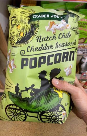 Trader Joe's, Hatch Chile Cheddar Seasoned Popcorn, barcode: 0000000673815, has 0 potentially harmful, 2 questionable, and
    0 added sugar ingredients.