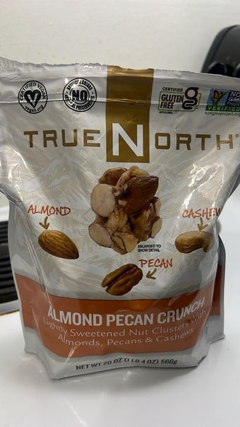 True North, Almond Pecan Crunch, barcode: 0081363528554, has 0 potentially harmful, 1 questionable, and
    2 added sugar ingredients.