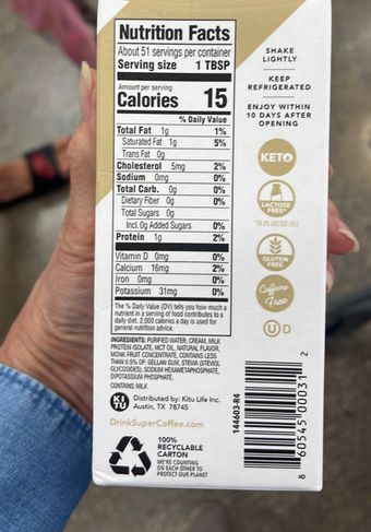 Super Creamer, Super Creamer Vanilla Creamer 25.4 Fl Oz, barcode: 0860545000312, has 0 potentially harmful, 3 questionable, and
1 added sugar ingredients.