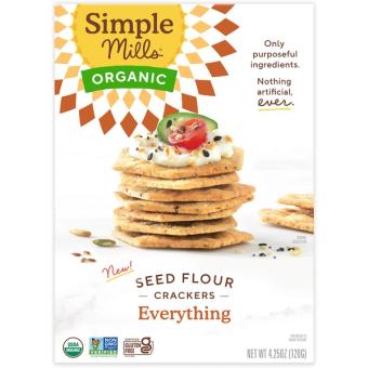 Simple Mills , Simple Mills Organic Seed Flour Everything Crackers 4.25 oz, barcode: 0856069005759, has 0 potentially harmful, 1 questionable, and
0 added sugar ingredients.