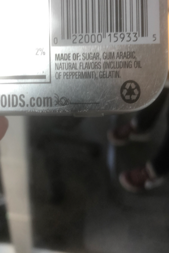 Wm. Wrigley Jr. Company, CURIOUSLY STRONG MINTS, barcode: 0022000159335, has 0 potentially harmful, 1 questionable, and
    1 added sugar ingredients.