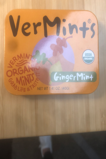 Vermints, Inc., VERMINTS, ORGANIC GINGER MINT, barcode: 0817335042144, has 0 potentially harmful, 0 questionable, and
    3 added sugar ingredients.