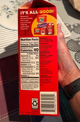 Danone Us, Llc, ULTRA-PASTEURIZED HALF AND HALF, barcode: 0742365232954, has 0 potentially harmful, 0 questionable, and
    0 added sugar ingredients.