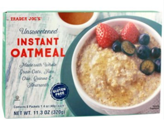 Trader Joe's, Unsweetened Instant Oatmeal, barcode: 0000000564519, has 0 potentially harmful, 0 questionable, and
    0 added sugar ingredients.