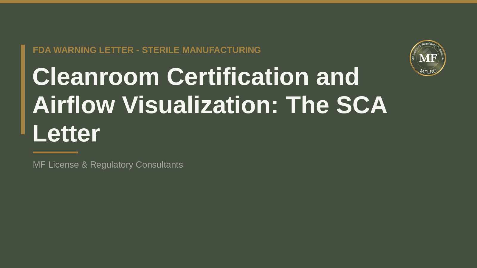 Cleanroom Certification and Airflow Visualization: The SCA Letter | MFLRC