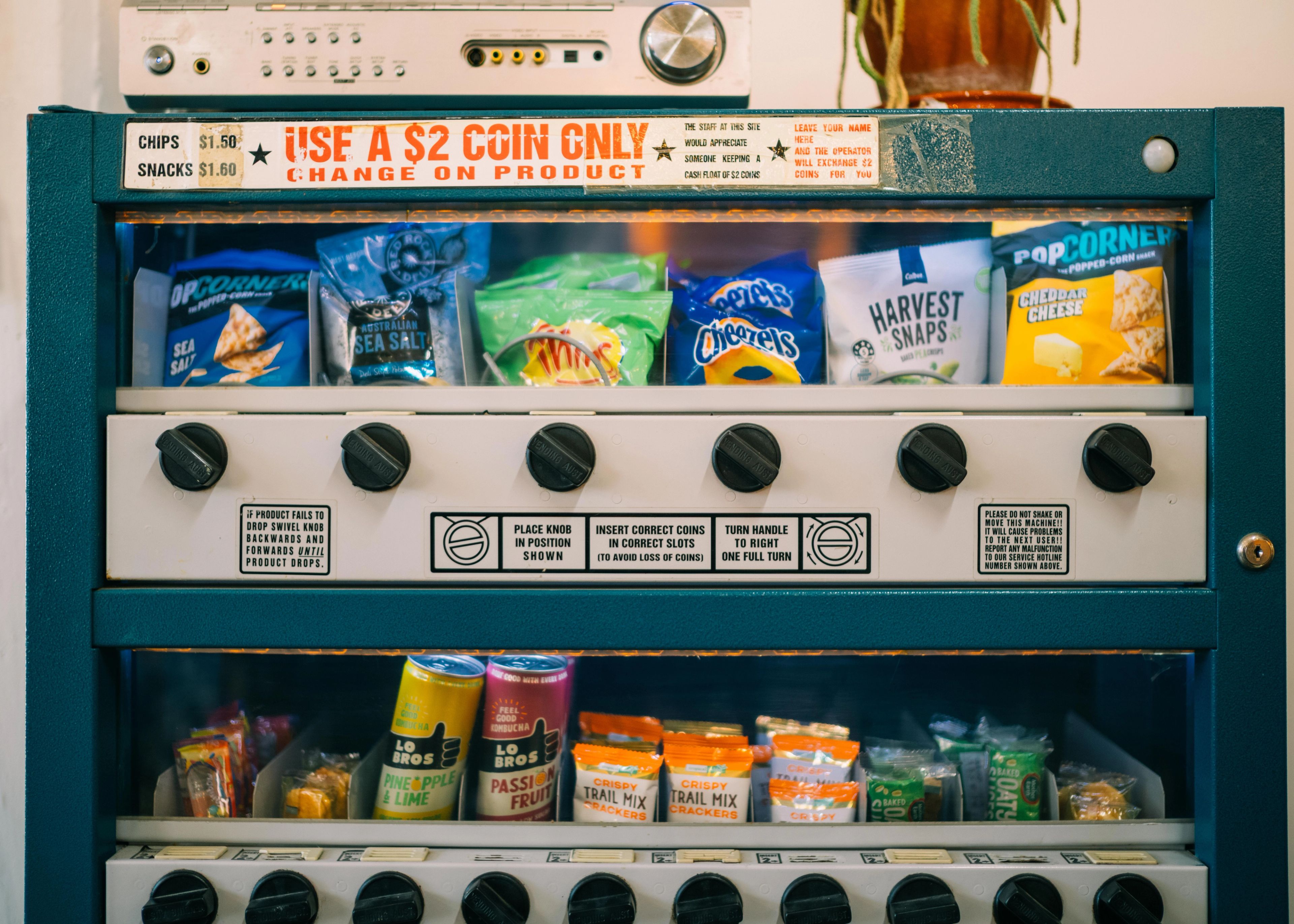 A vending machine loaded with snacks