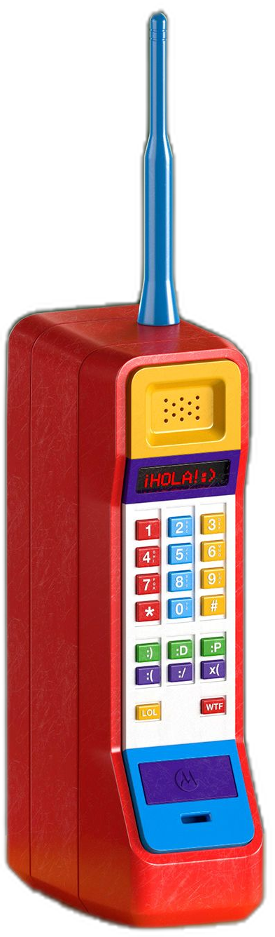 A colourful handheld telephone