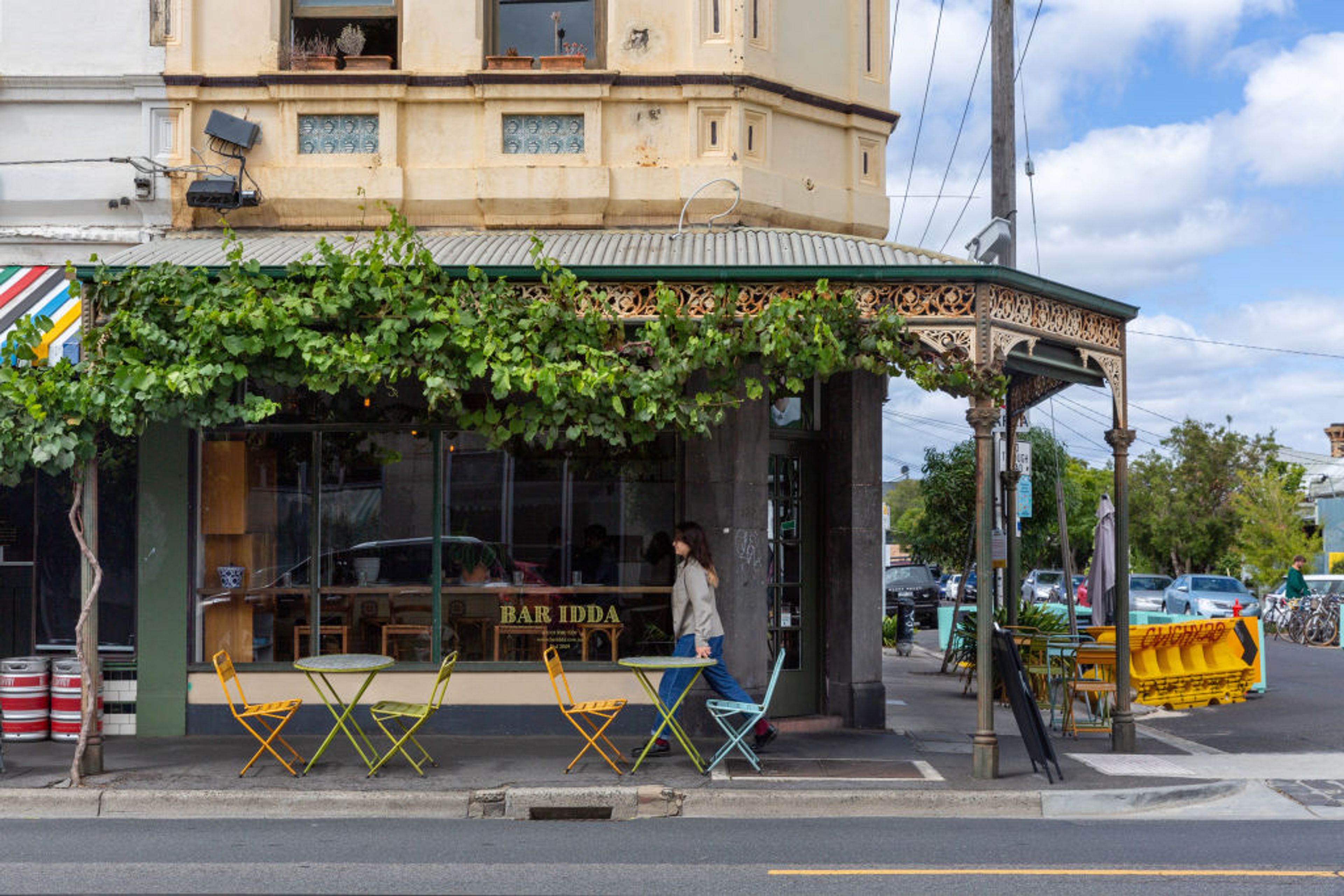 A shot of the front of 'Bar Idda' a quaint shopfront on Lygon St