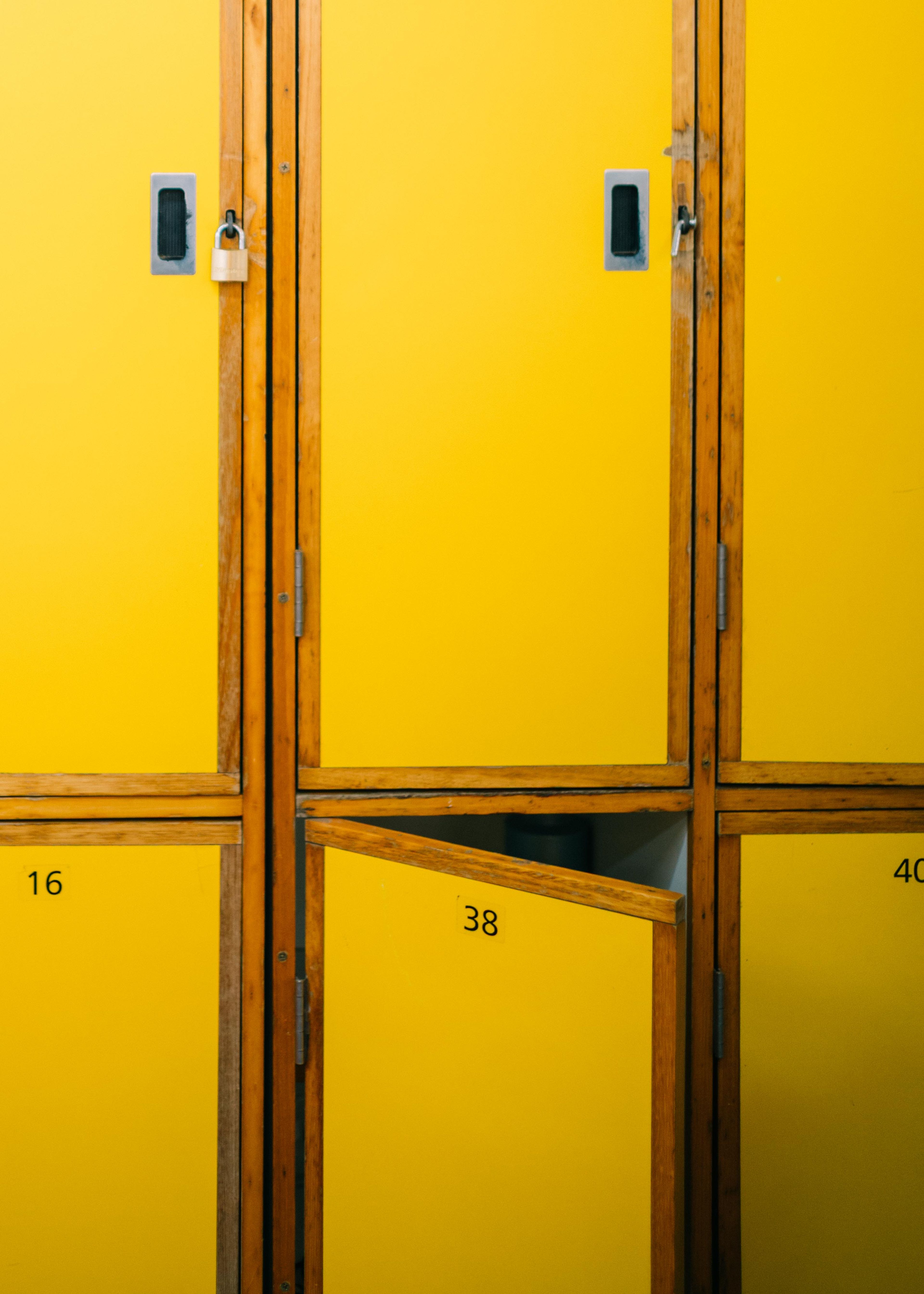 Brightly coloured storage lockers