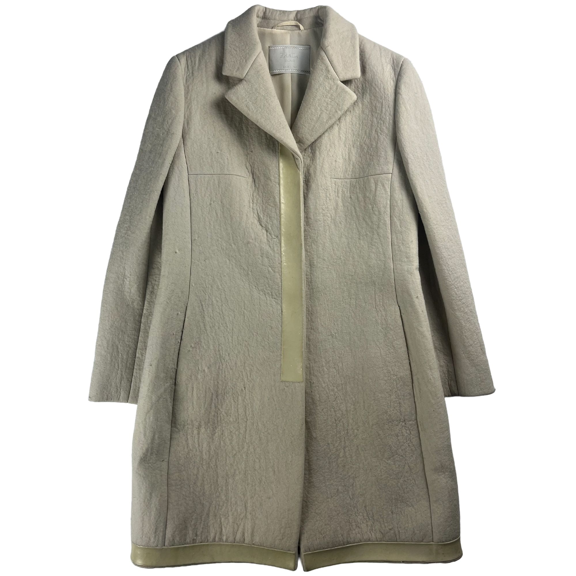 Prada Cream White Wool Double Breasted Wool Coat FW 1998 - S