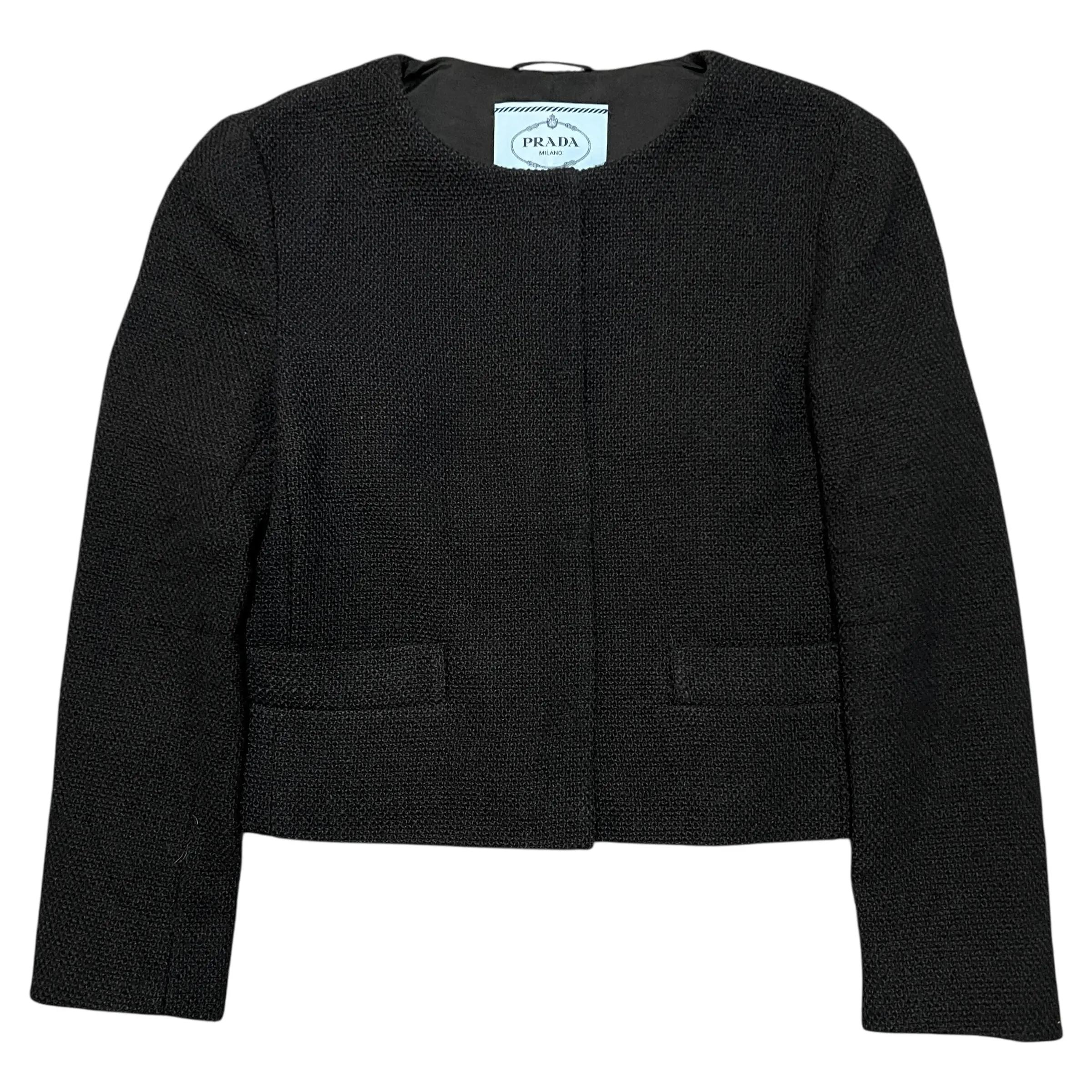 PRADA 2013AW Wool Collarless Jacket