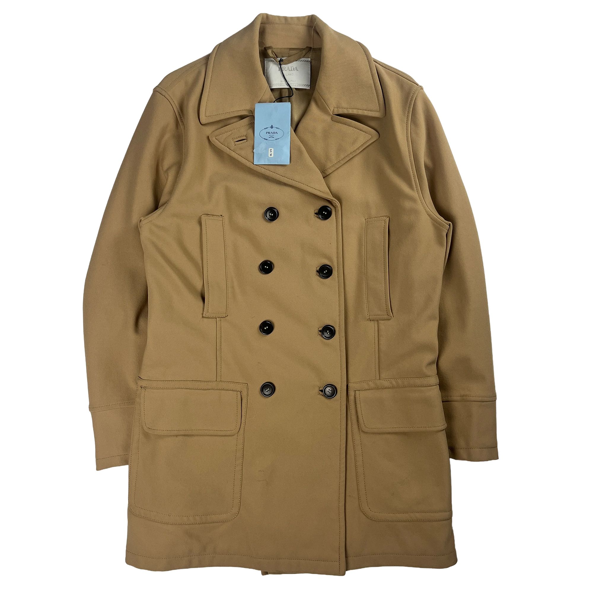 Prada Camel Double Breasted Officer Overcoat FW 1995 - L