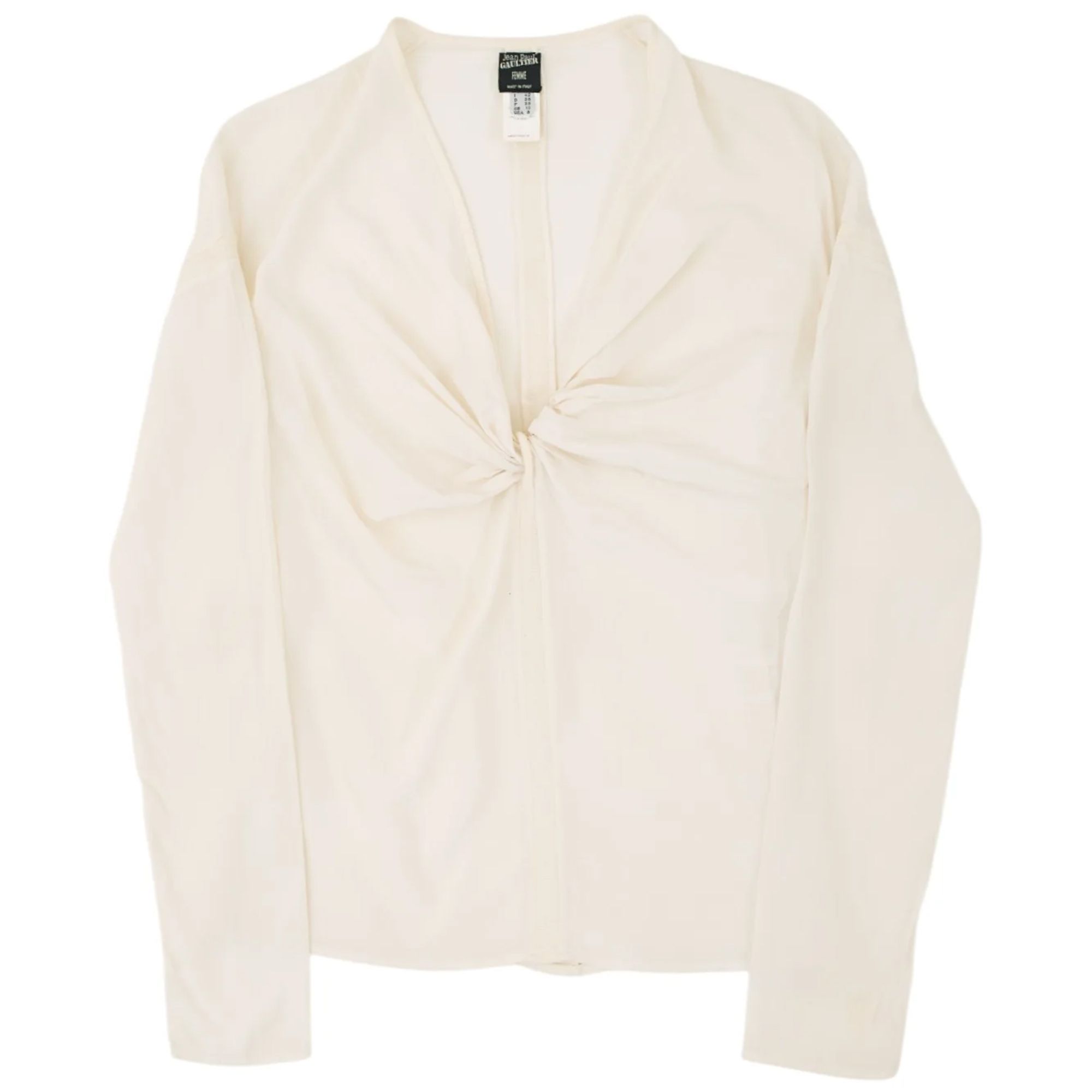Femme Silk White Long Sleeve Top