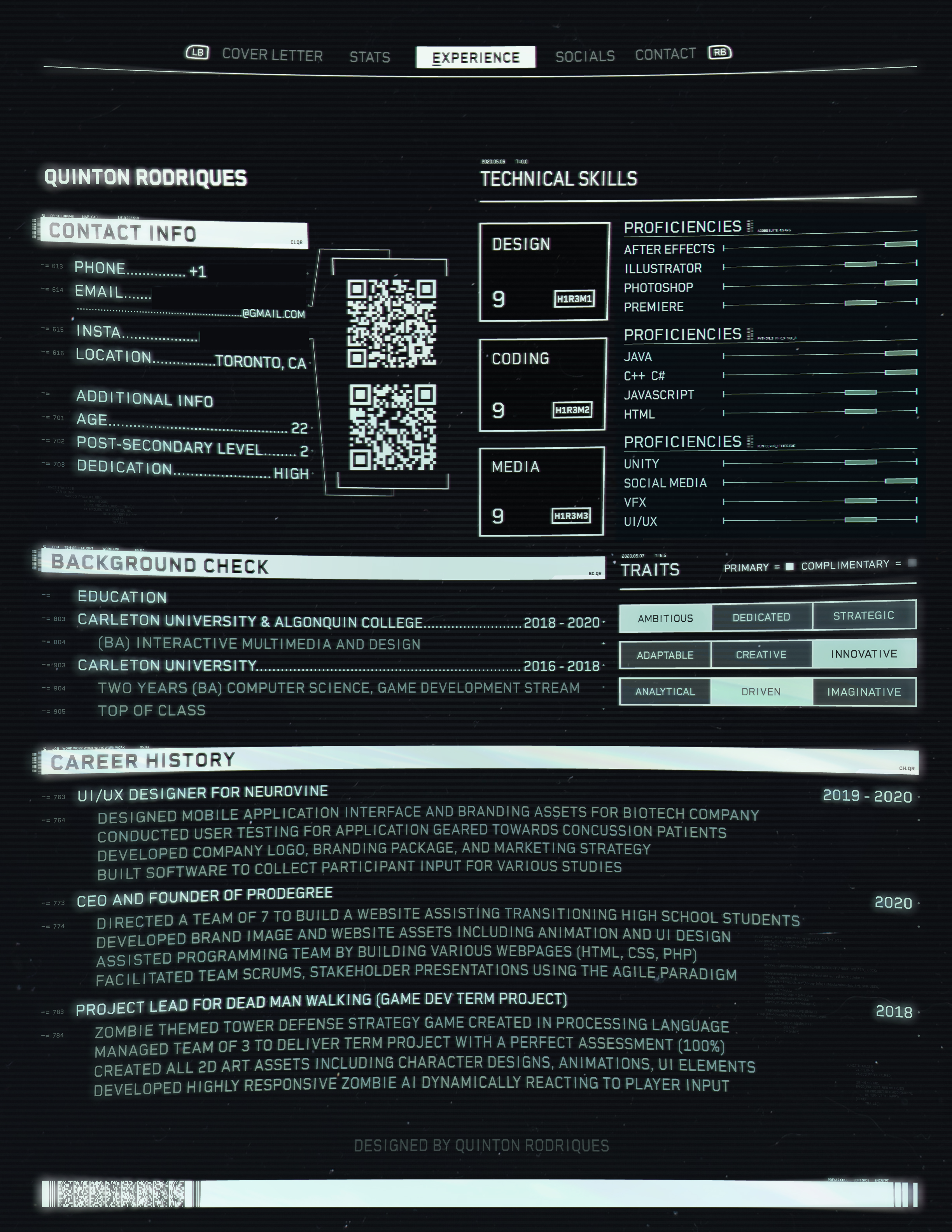 Cyberpunk Motion Resume