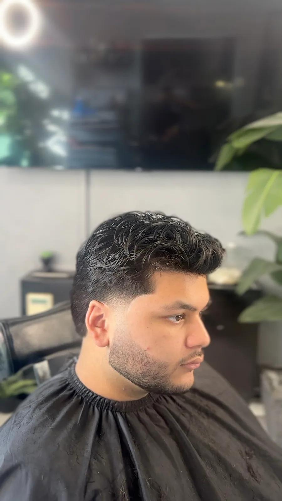Wavy quiff with a fade, Chair and Blade Manchester