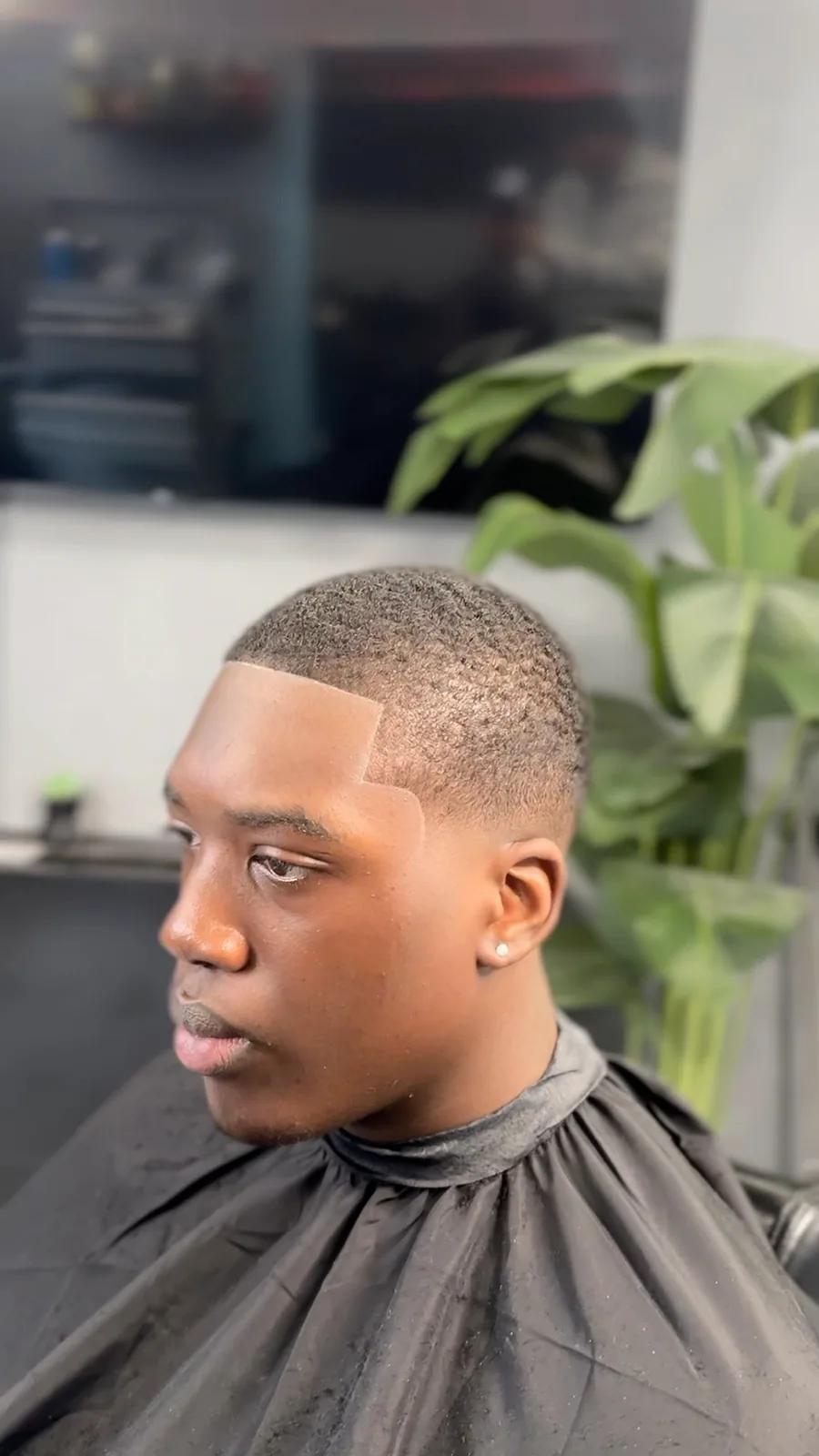 Textured blonde crop with a fade, Chair and Blade Manchester