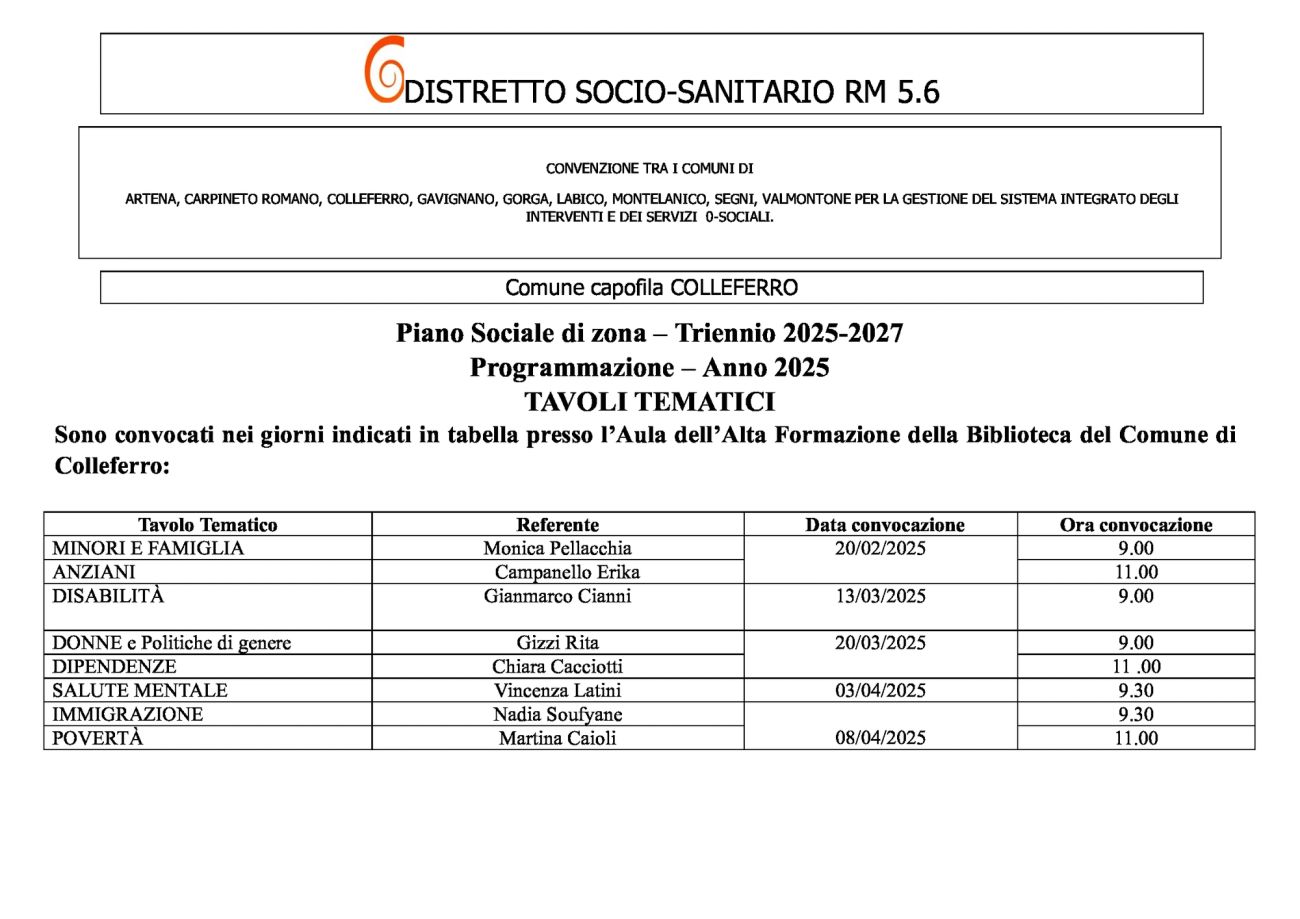 Calendario aggiornato