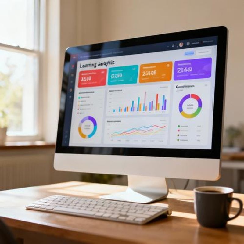 Data dashboard showing learning engagement metrics and gamification analytics