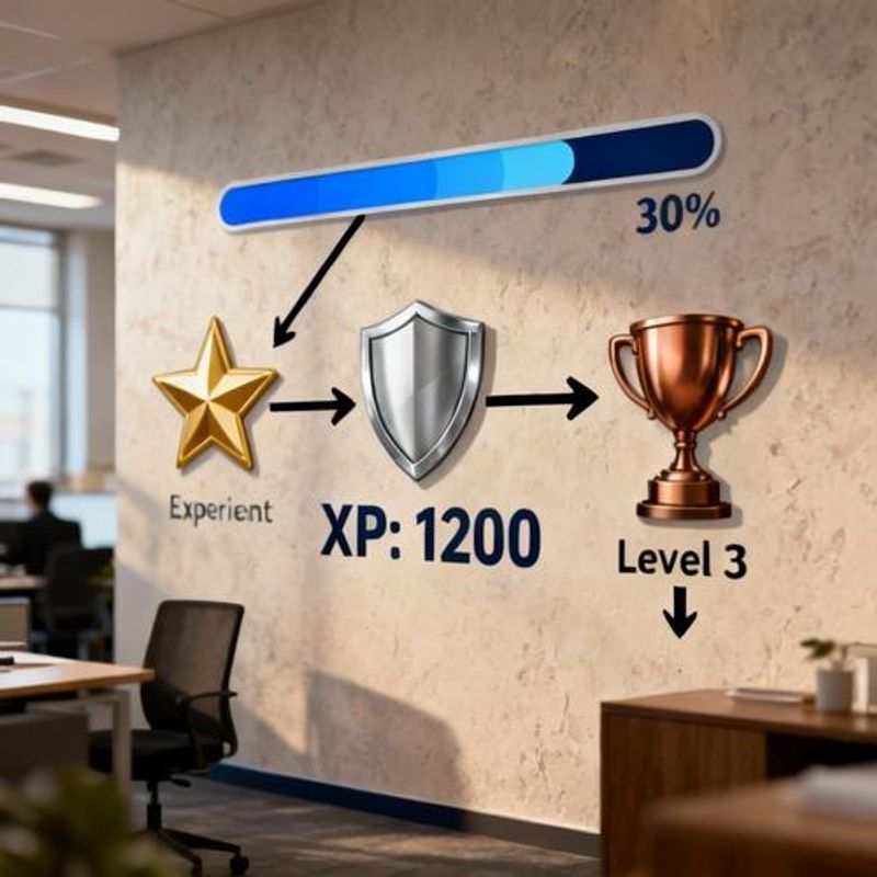 Infographic showing gamification elements in training design