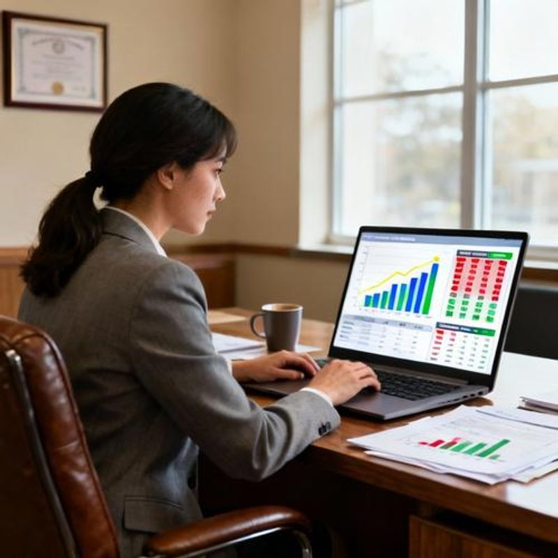 Teacher analyzing student engagement data from gamified learning platform