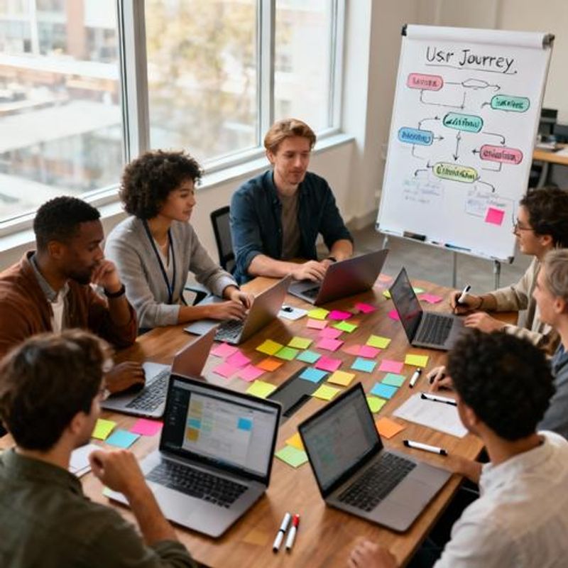 Team of educators and developers collaborating on gamification technology implementation