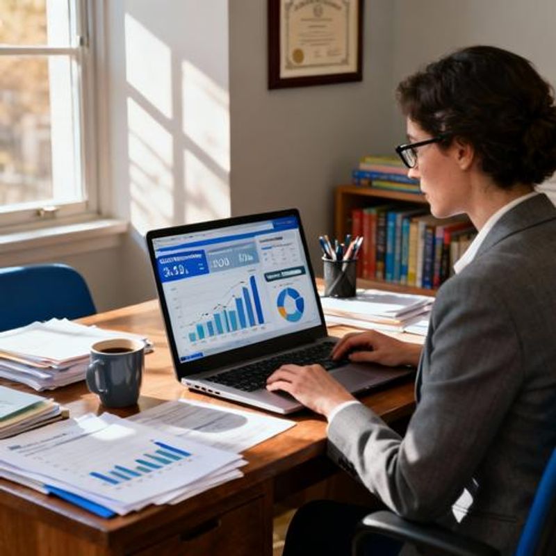 Educational administrator reviewing student engagement data and gaming analytics