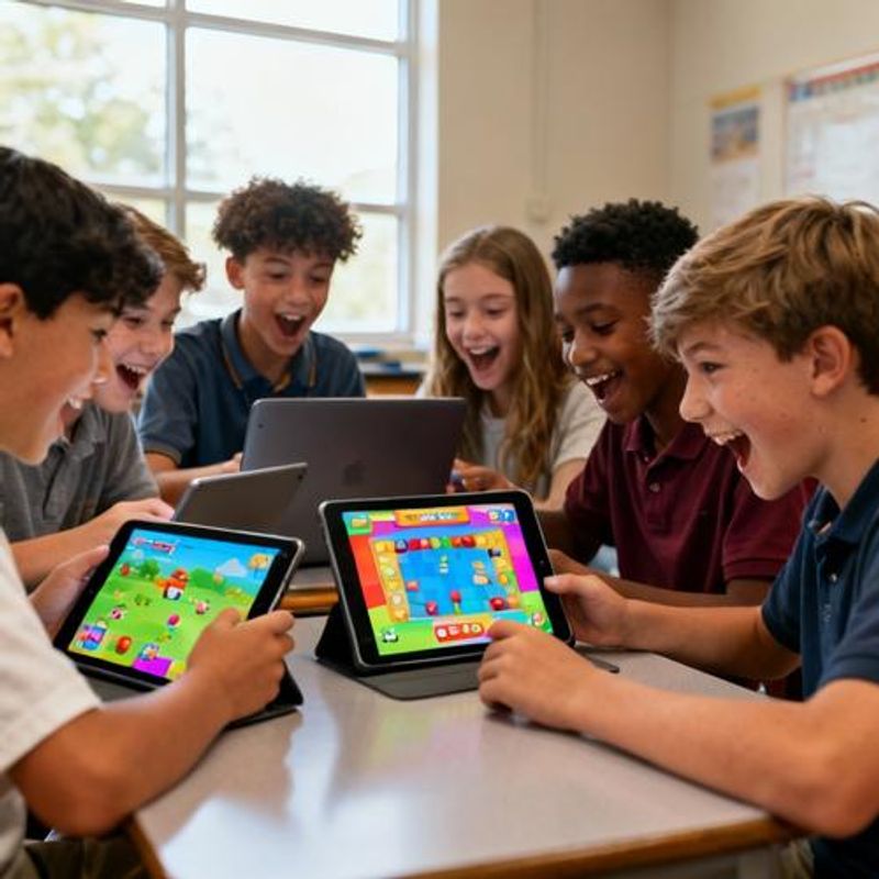 Students actively participating in gamified learning activity