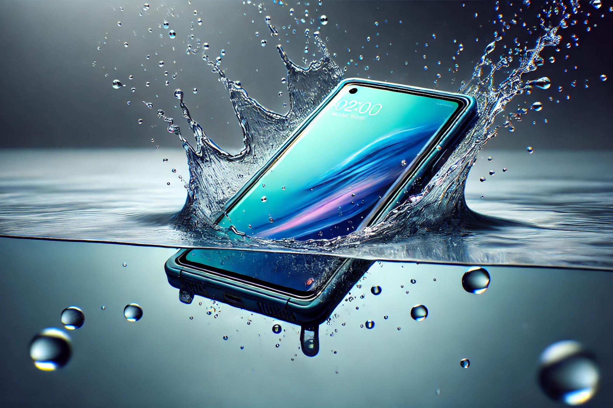 phone partially submerged in water