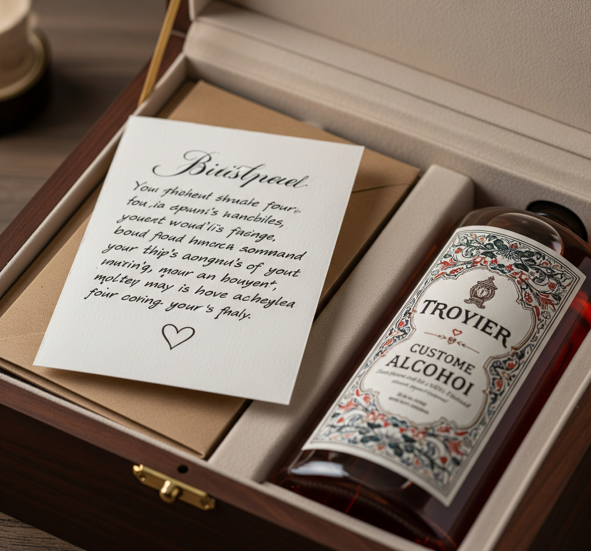 Card inside engagement gift box