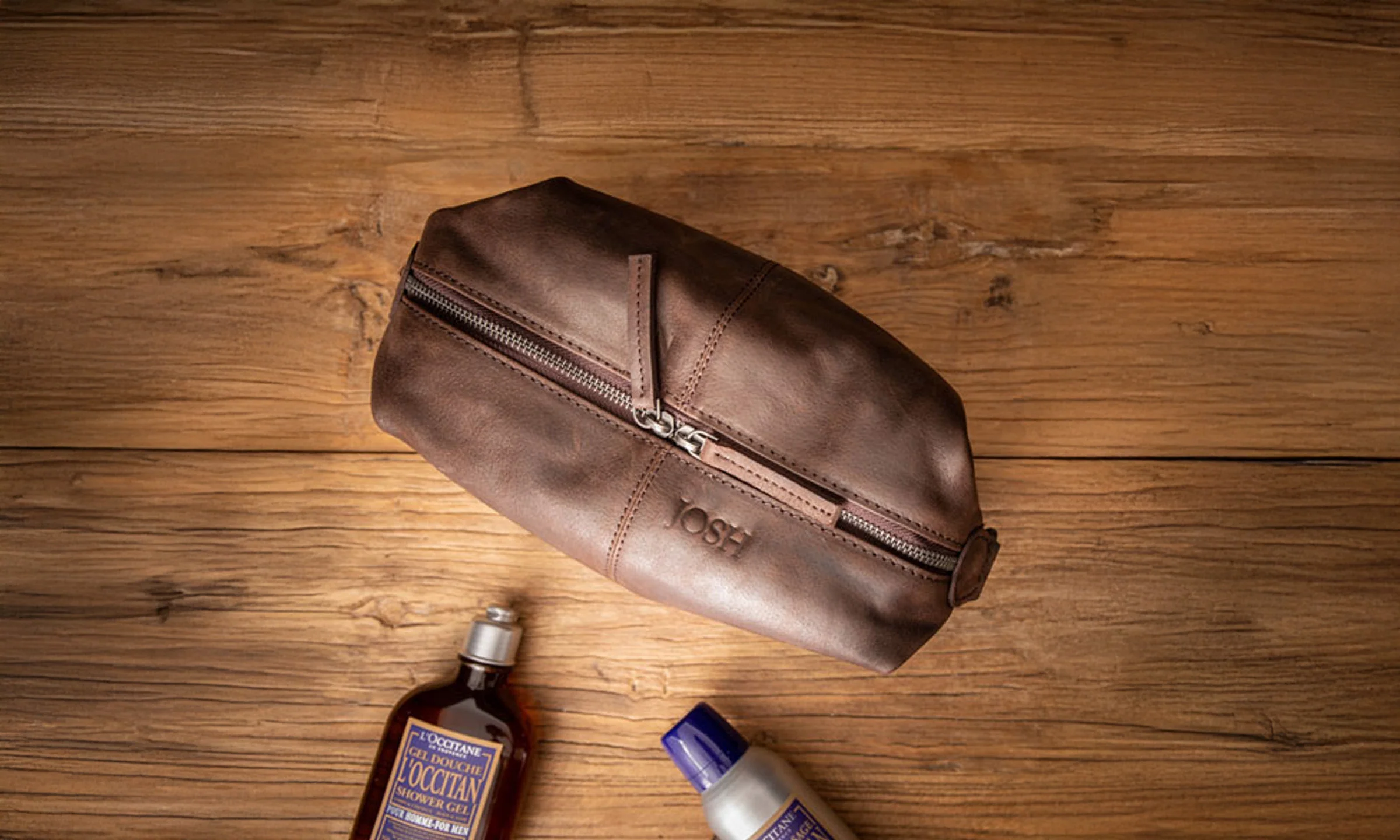 Personalised Leather Dopp Kit