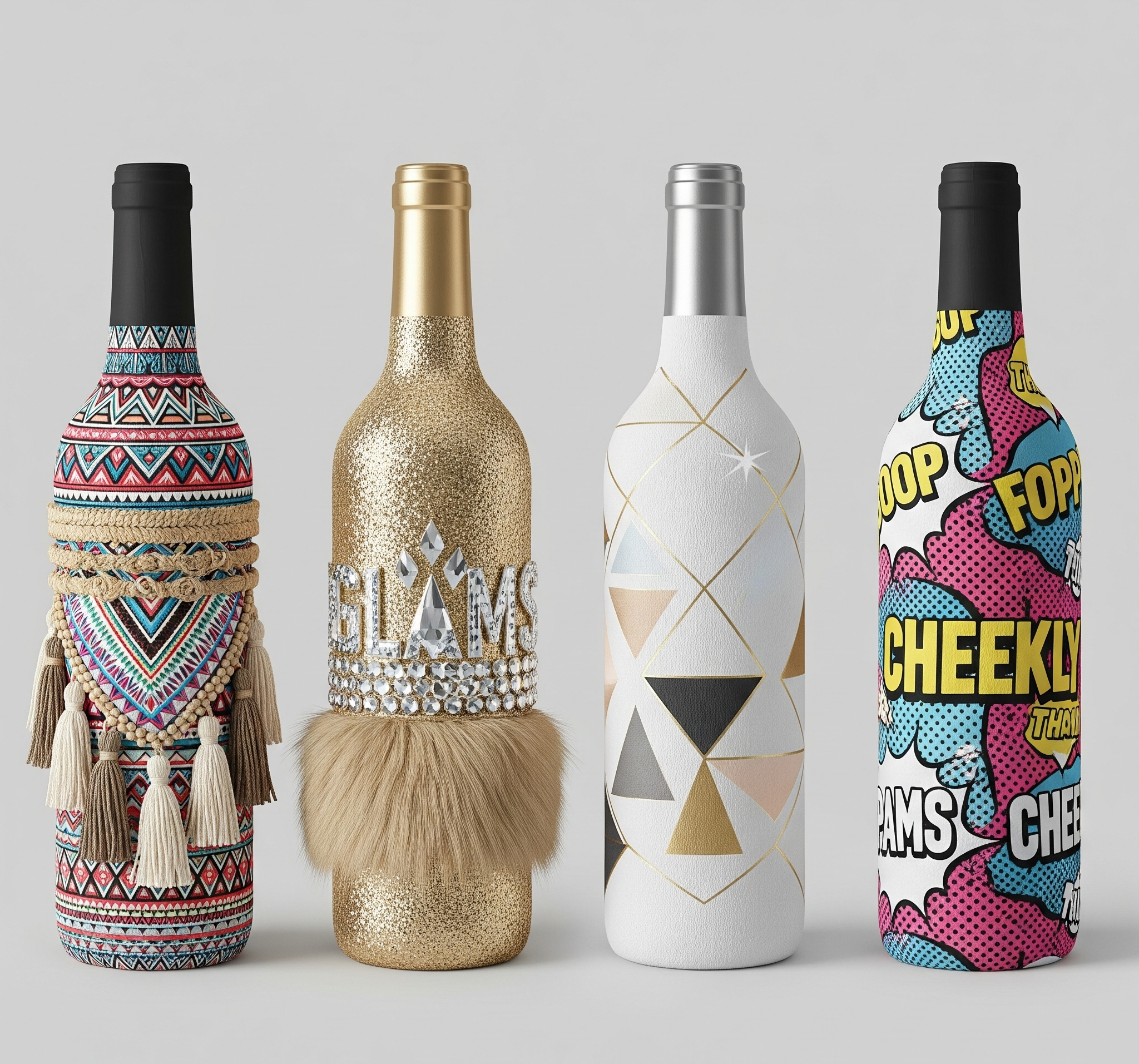 Themed wrapping styles for bottles