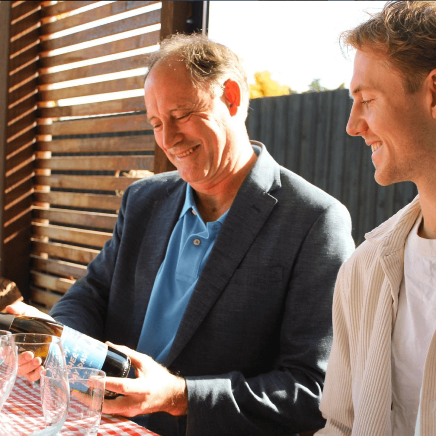 Team celebrating with gifts