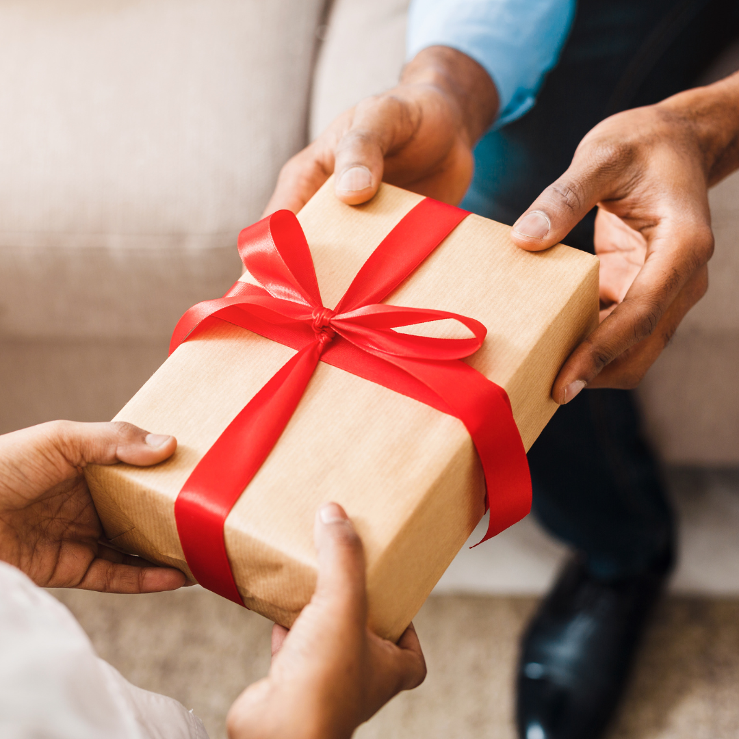presenting a birthday gift