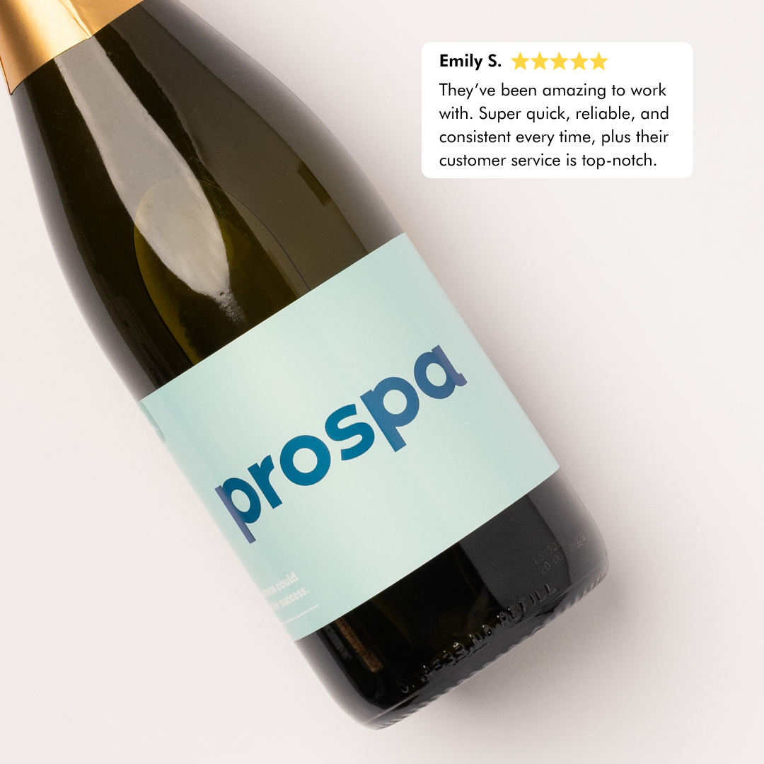 personalised wine bottle for Prospa business gifting