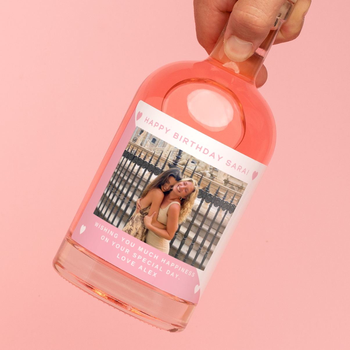 Alcohol bottle with customised label
