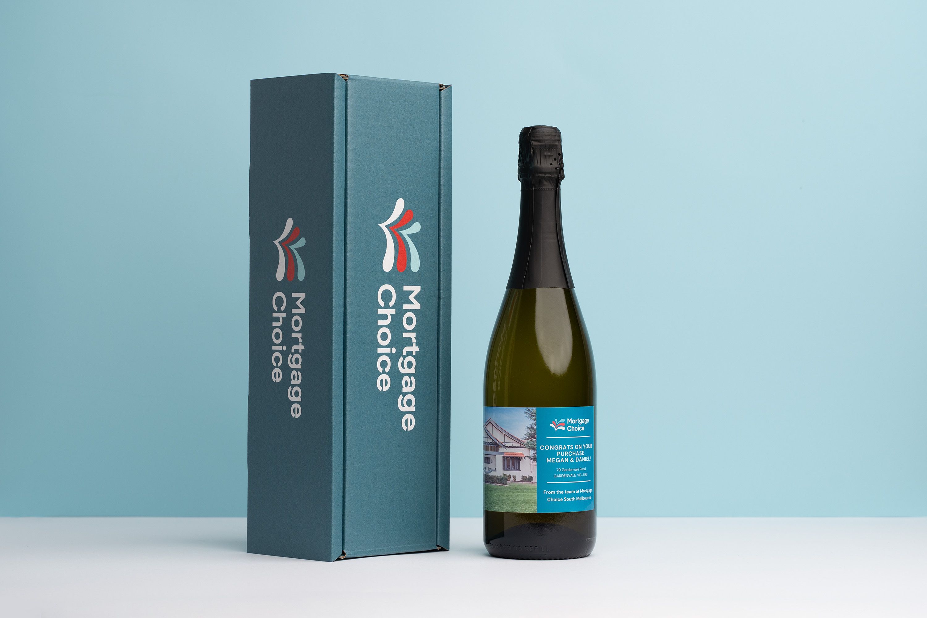 personalised bottle of wine for mortgage choice gift