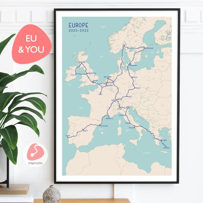 Personalised Travel Map for Valentine's Day